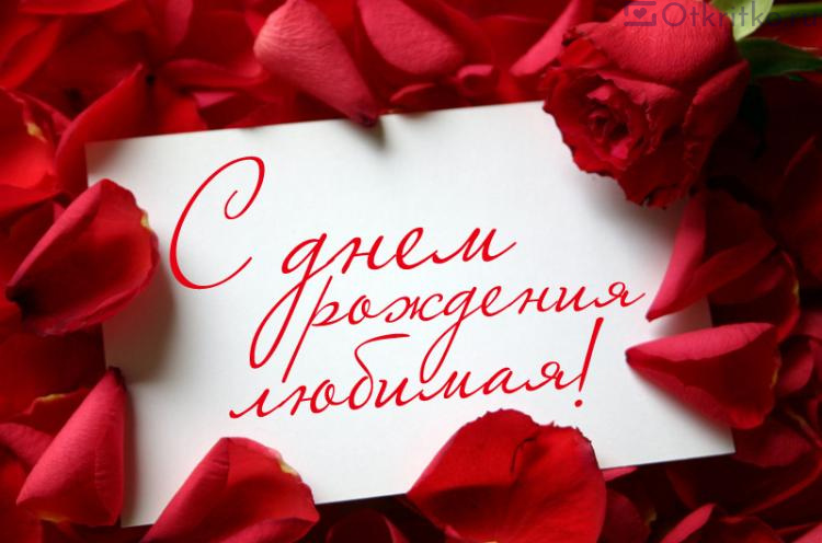Красивая открытка с розами на день рождения любимой 750x496