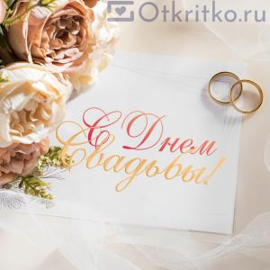 Красивая открытка для поздравления жениха и невесты с Днем Свадьбы 300x300